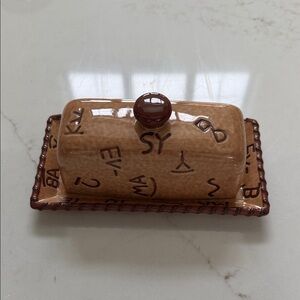 Montana Silversmiths Brown Butter Dish with underplate.